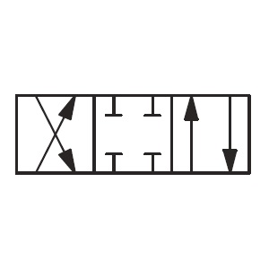 Hydraulic directional control valve 4 ways - 3 positions symbol